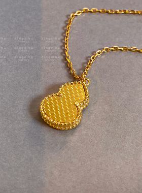 碎冰冰龙鳞葫芦吊坠项链女士小众轻奢高级感气质颈链金色脖子配饰