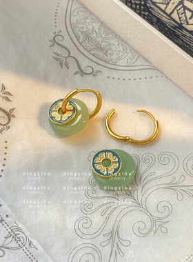 手工珐琅滴釉工艺平安扣耳环