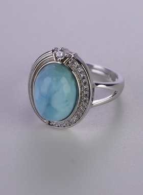 天然海纹石戒指女简约百搭小众