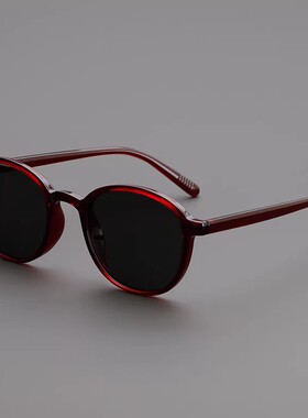 韩版时尚复古圆形奶茶色墨镜男女士超轻显瘦脸高级感偏光太阳眼镜