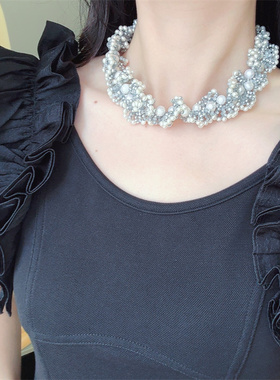 欧美风复古珍珠项链女小众设计感