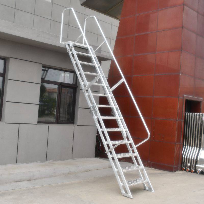定制铝合金室外楼梯阁楼梯工程基坑安全爬梯消防楼梯上屋顶梯挂梯_虎窝淘