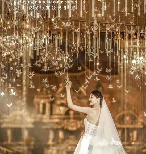婚庆透明水晶飞鸟水滴亚克力蜂鸟小鸟道具婚礼堂装饰挂件吊饰飞鸟 - 图0