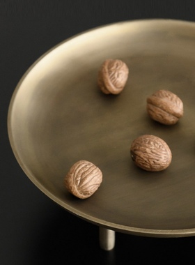 印度新中式铝制托盘果盘样板间售楼处别墅会所软装摆件轻奢装饰品