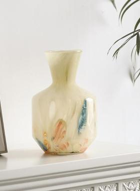 现代简约琥珀花点设计感玻璃花瓶插花客厅餐桌花器样板间家居装饰