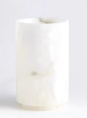 现代简约轻奢白色云石花器样板间售楼处酒店玄关客厅软装饰品摆件