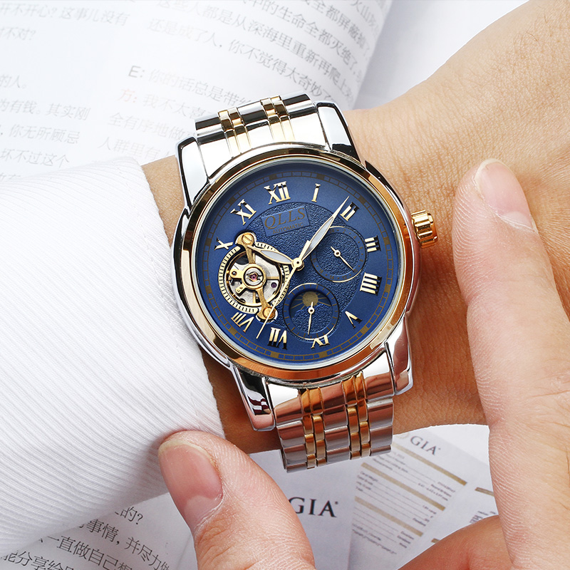 男士手表钢带机械表全自动镂空透底陀飞轮腕表商务潮流时尚手表男 - 图2