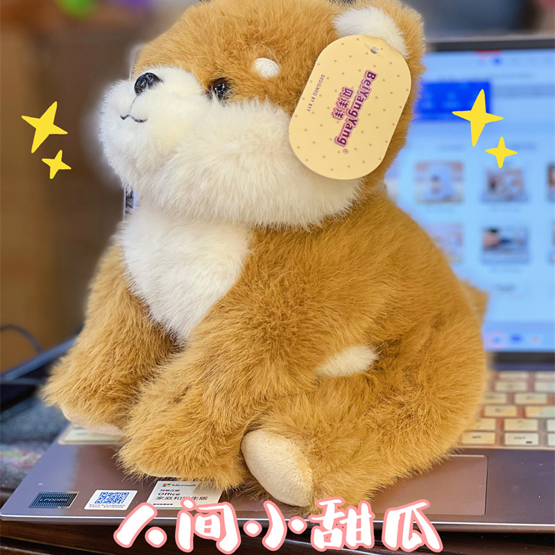 正版贝洋洋拉布拉多毛绒玩具秋田犬公仔布娃娃小背包安抚玩偶礼物 - 图1