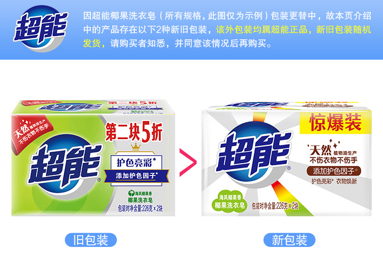 超能洗衣皂正品家庭装整箱226g柠檬草清香24块家用实惠装肥皂促销 - 图1