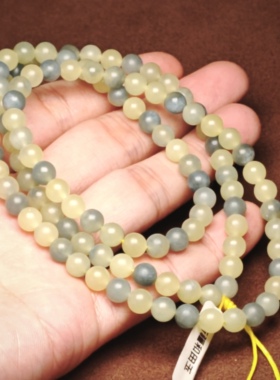 新疆和田玉黄口玉蓝皮男女款多圈卡6项链108手链天然