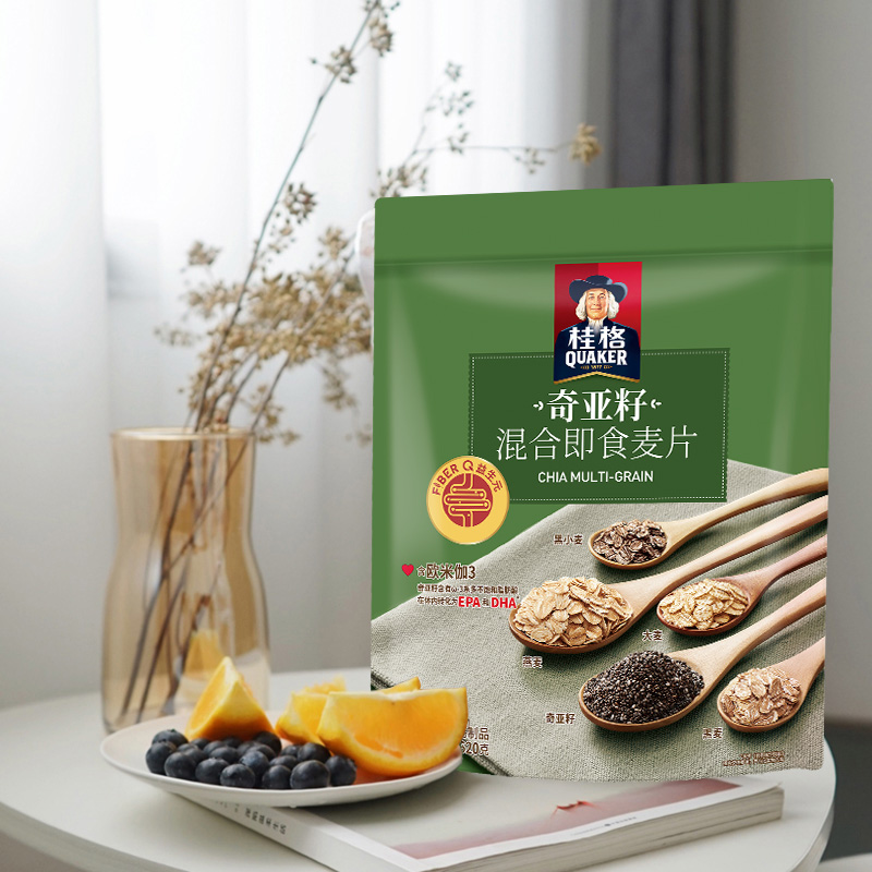桂格奇亚籽谷物即食麦片420g*2包混合燕麦营养早餐冲饮