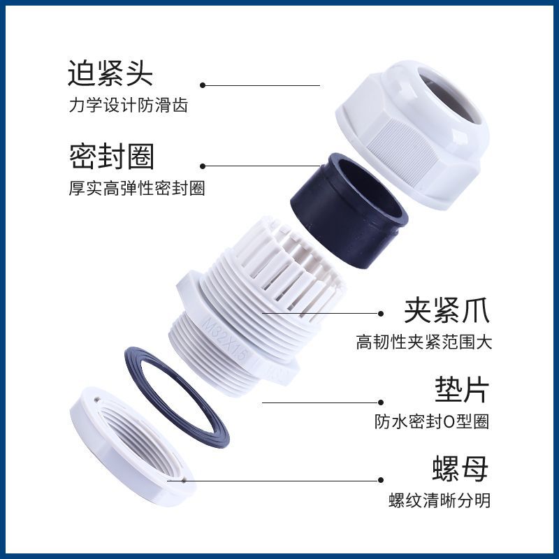 PG型尼龙环保阻燃电缆防水接头塑料PA66密封固定连接器锁紧格兰头 - 图2