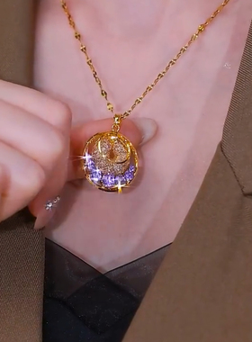 女士轻奢高级感圆形网状紫色项链女款2025新款爆款锁骨链时尚气质