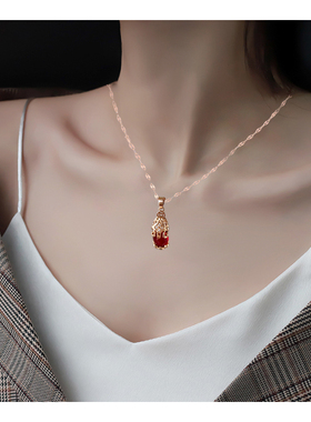 转运招财貔貅锁骨链钛钢短款项链女金色防过敏不掉色网红百搭脖链