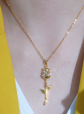 爆款夏天小清新项链浪漫玫瑰花气质轻奢华丽配饰高级感百搭洋气