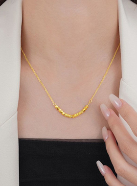 金色小方块项链锁骨链