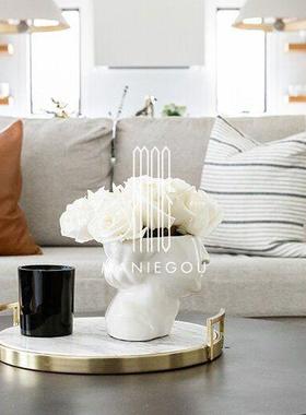 大理石家居浴室餐桌厅摆件化妆品首饰装饰品工艺品置物收纳托盘子