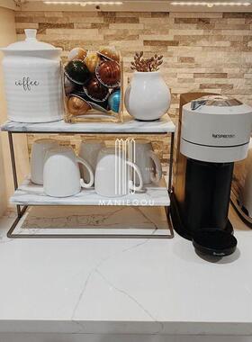 北欧天然大理石餐桌厅双层蛋糕架下午茶摆件装饰品置物架收纳托盘