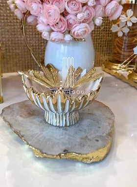 天然大理玉水晶石艺术杯垫高颜值家居餐桌厅摆件双层收纳装饰品架