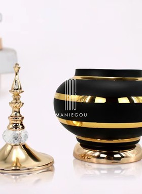 北欧陶瓷大理石软装家居客厅餐桌厅电镀金色花瓶摆件装饰品工艺品