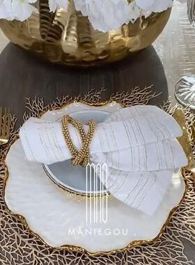 现代创意轻奢托盘高档茶几家居客厅蛋糕餐桌厅盘子摆件装饰工艺品