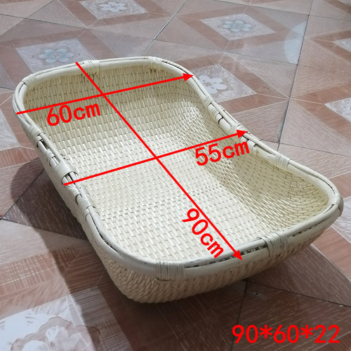 柳编笸箩食品收纳筐馒头筐长方形炒货筐簸箕大号手工藤编老式簸箩 - 图0
