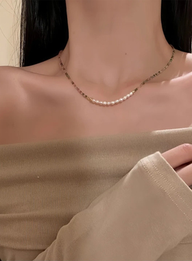 山沐手作「风拂绿野」新中式彩色天然石串珠项链女百搭锁骨链颈链