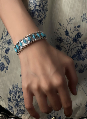 山沐手作「九岚」波西米亚复古银色手镯女轻奢小众开口可调节镯子