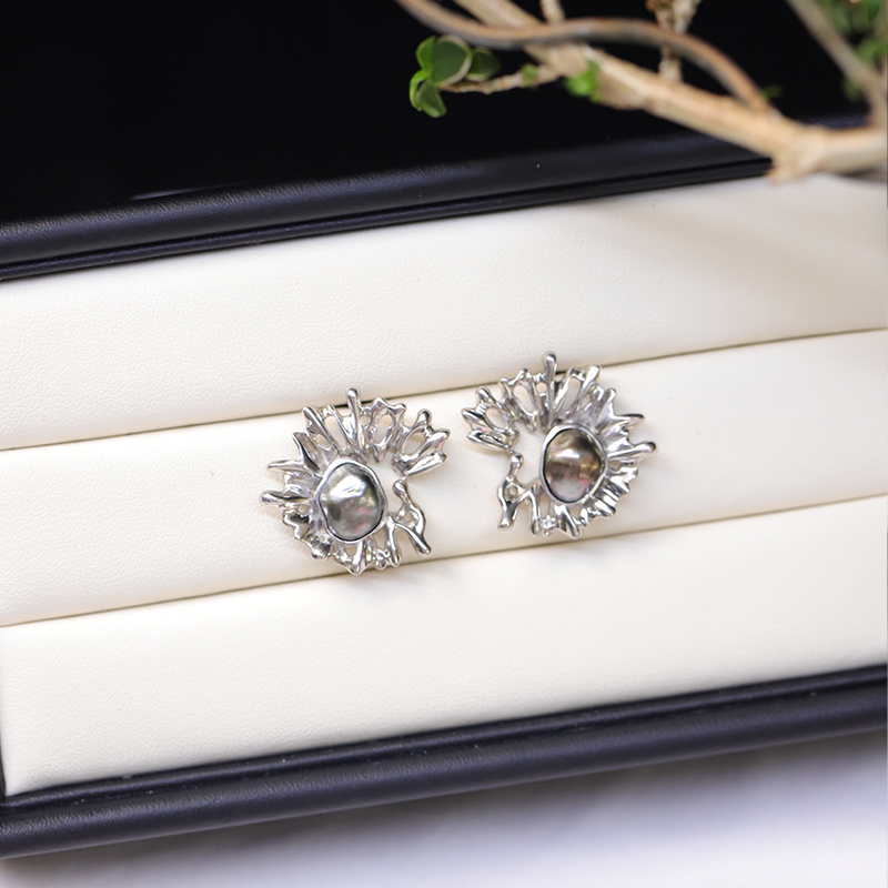 大溪地炫彩keshi黑珍珠925银个性定制款耳钉野生无核海水克旭珍珠,淘宝优惠券,粉丝福利购,淘宝优惠卷