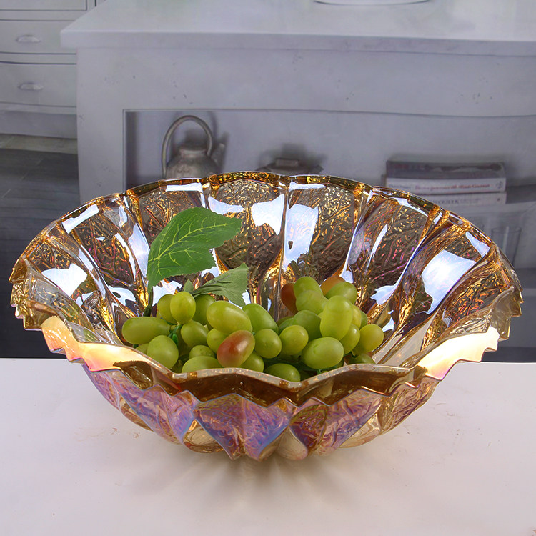 欧式奢华水晶玻璃果盘时尚水果盘大号嘉美水果盘果斗 客厅水果盘,淘宝优惠券,粉丝福利购,淘宝优惠卷