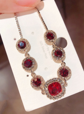 复古轻奢彩色锆石手链手饰女