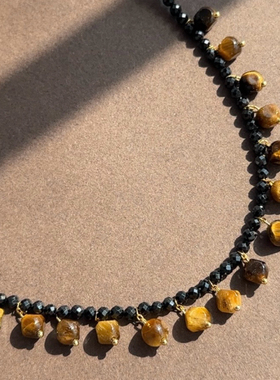 Luma 天然黑尖晶石项链虎眼石春天项S925银1