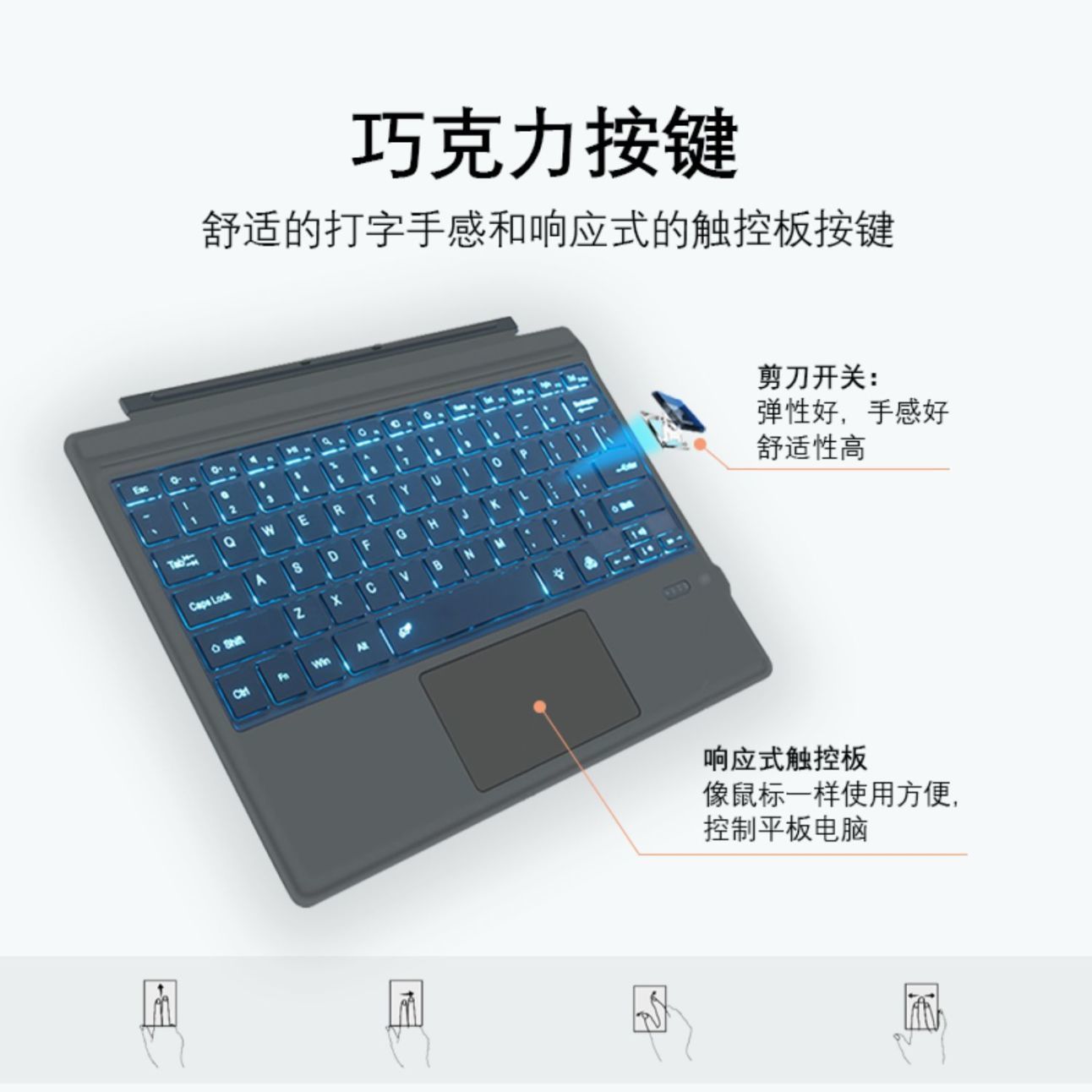 适用于新款微软Surface键盘Pro3/4/5/6/7无线蓝牙原装Go2平板电脑保护套背光Pro苏菲婆surfacego3-图1