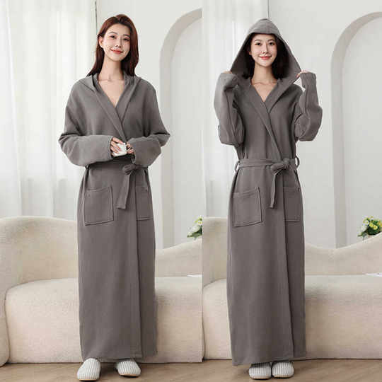 秋冬四季加长加肥连帽浴袍棉吸水浴衣酒店情侣睡袍吸水速干女大码