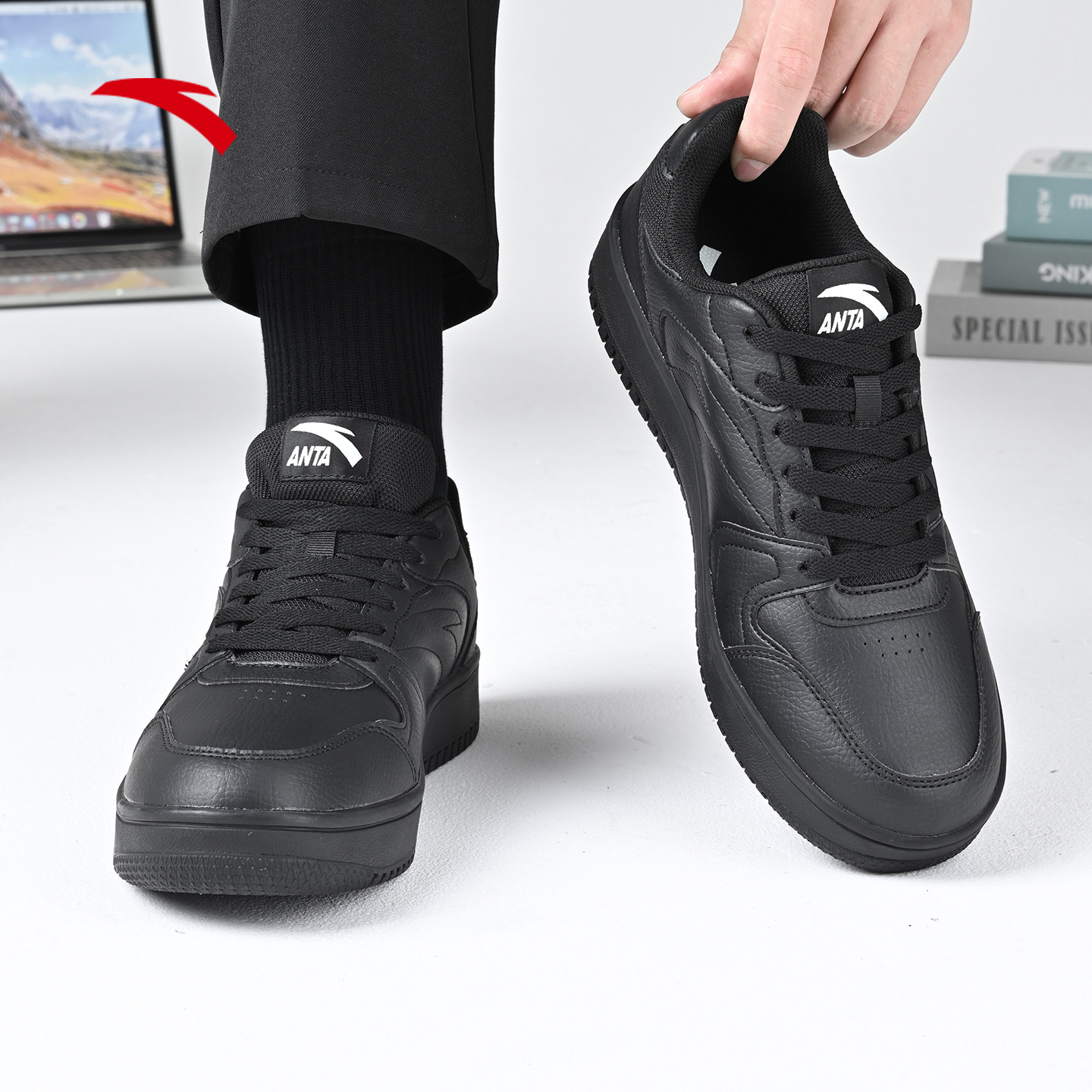 安踏板鞋男鞋小黑鞋2025冬季新款官方正品休闲鞋潮流运动鞋子男款,淘宝优惠券,粉丝福利购,淘宝优惠卷
