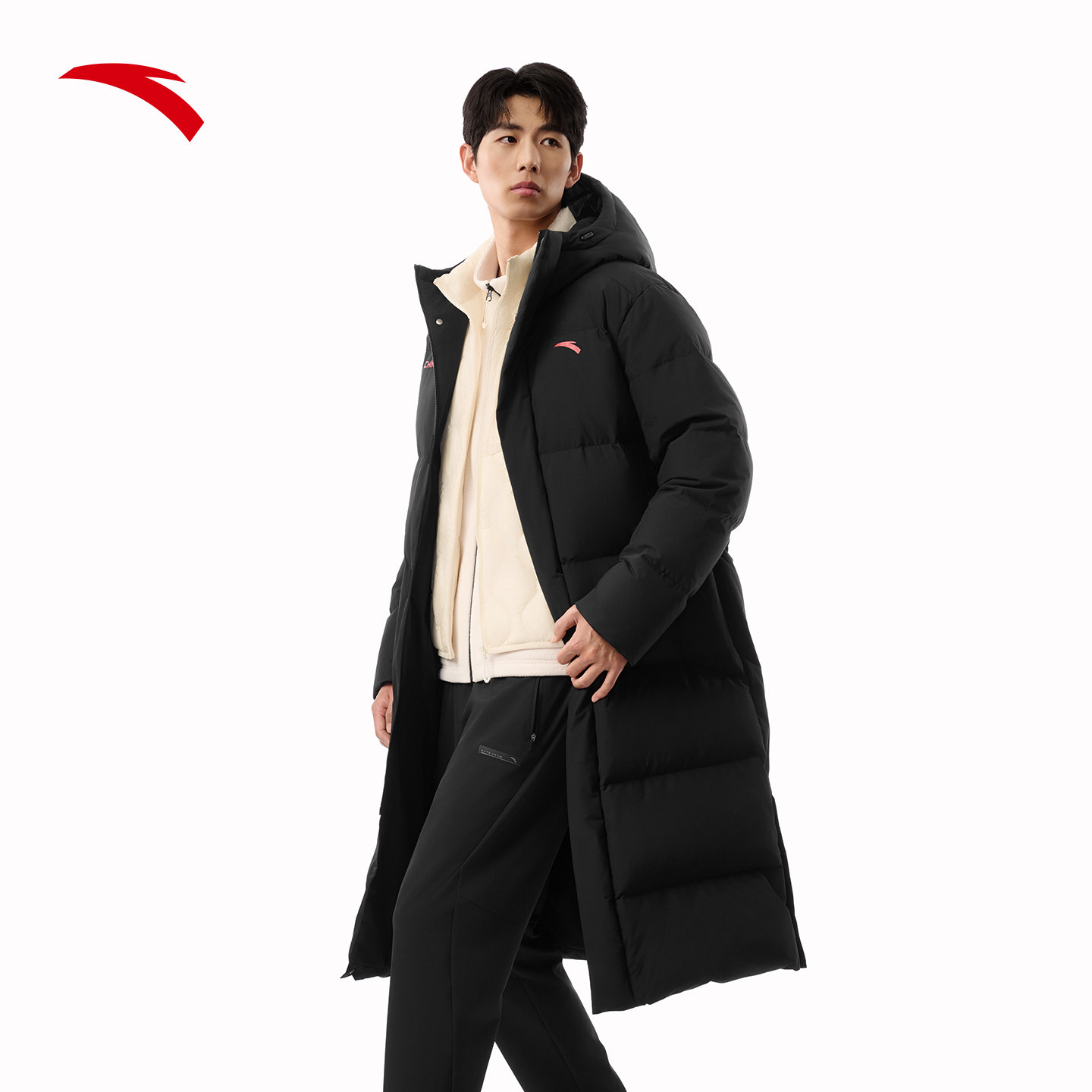 安踏六度芯羽绒服过膝长款运动羽绒服男士2025冬季防泼水保暖外套,淘宝优惠券,粉丝福利购,淘宝优惠卷