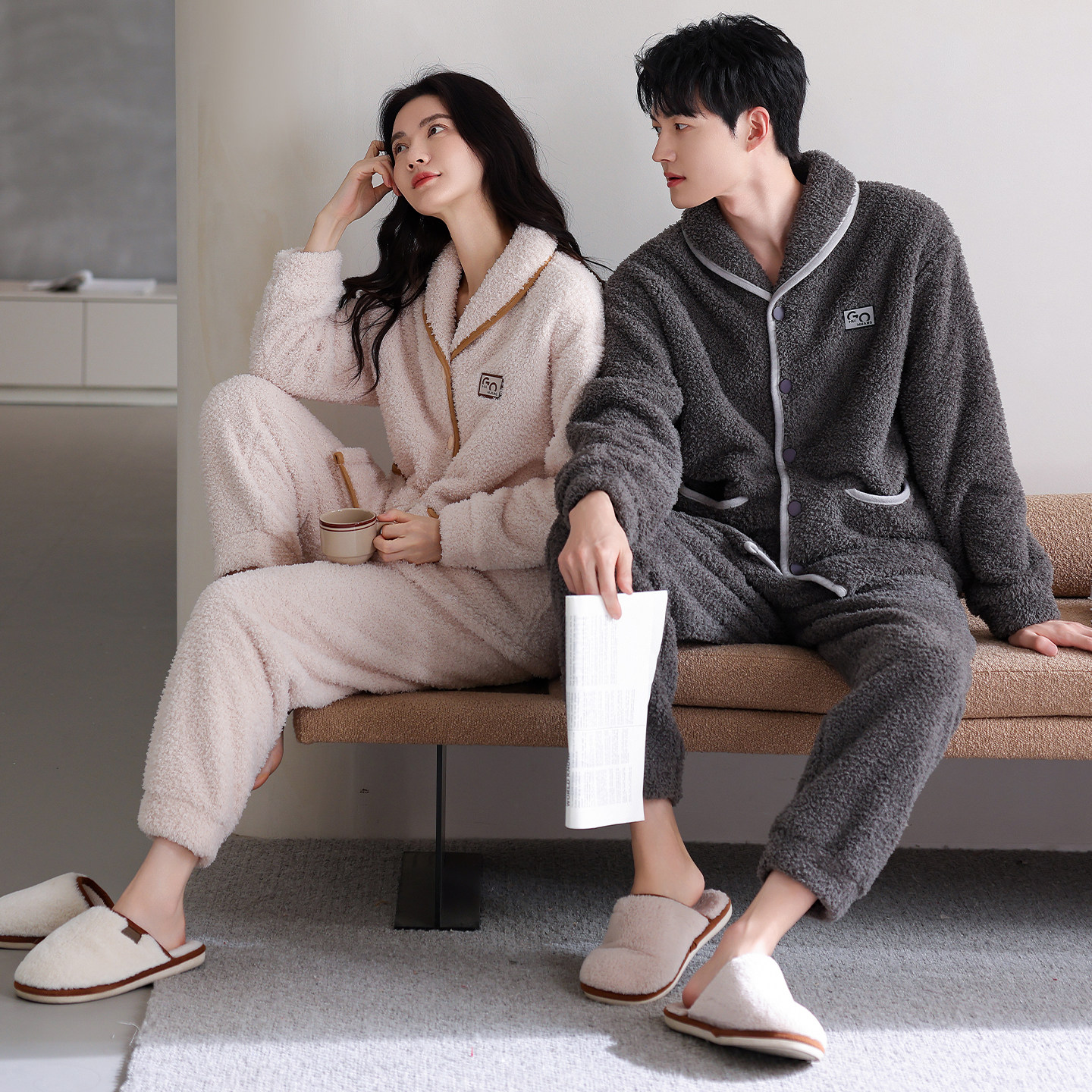 芬腾珊瑚绒情侣睡衣冬季女款加厚大码法兰绒男士秋冬款家居服套装,淘宝优惠券,粉丝福利购,淘宝优惠卷