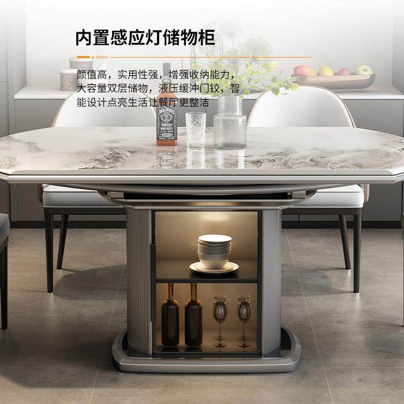 天然大理石意式轻奢伸缩折叠方圆两用餐桌小户型可储物微晶石桌椅,淘宝优惠券,粉丝福利购,淘宝优惠卷