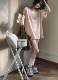 Jmwomen peach ສີບົວພິມເສື້ອທີເຊີດແຂນສັ້ນຂອງແມ່ຍິງວ່າງ