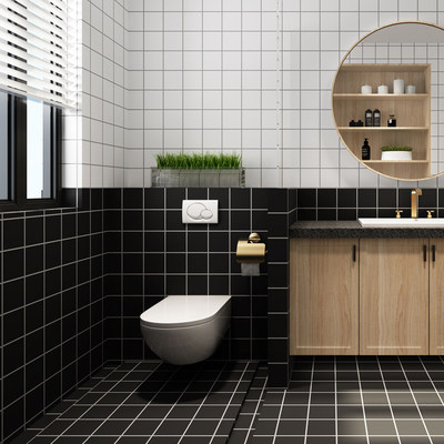 卫生间防水耐磨自粘地贴墙贴厕所浴室地砖地板贴纸墙壁纸瓷砖贴纸 虎窝淘