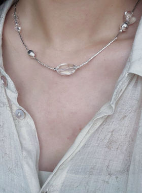 XSquare爱心白水晶项链女小众设计高级感轻奢气质锁骨链2025新款