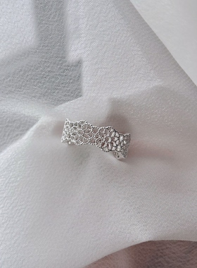 XSquare法式蕾丝戒指个性潮流小众设计甜酷蕾丝网格镂空百搭高级