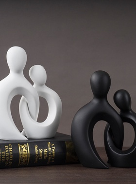 跨境热卖情侣树脂人物摆件电视柜样板房客厅家居书房装饰品