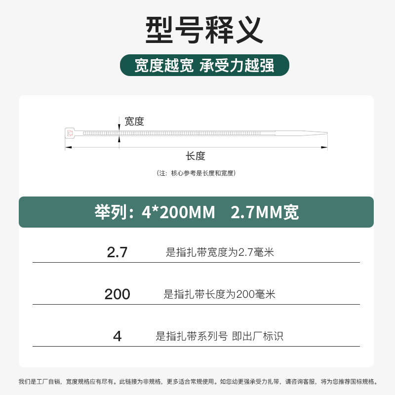 扎带尼龙10*300塑料拉紧器捆绑束扎线高强度固定扣勒死狗自锁式黑 - 图1