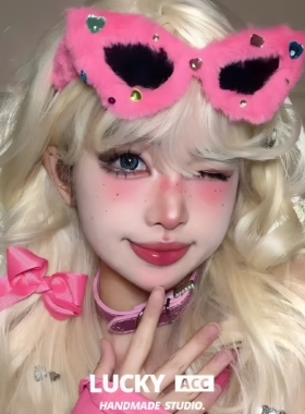 芭比同款毛毛墨镜发箍女2026新款夏款粉色辣妹穿搭barbie头箍头饰