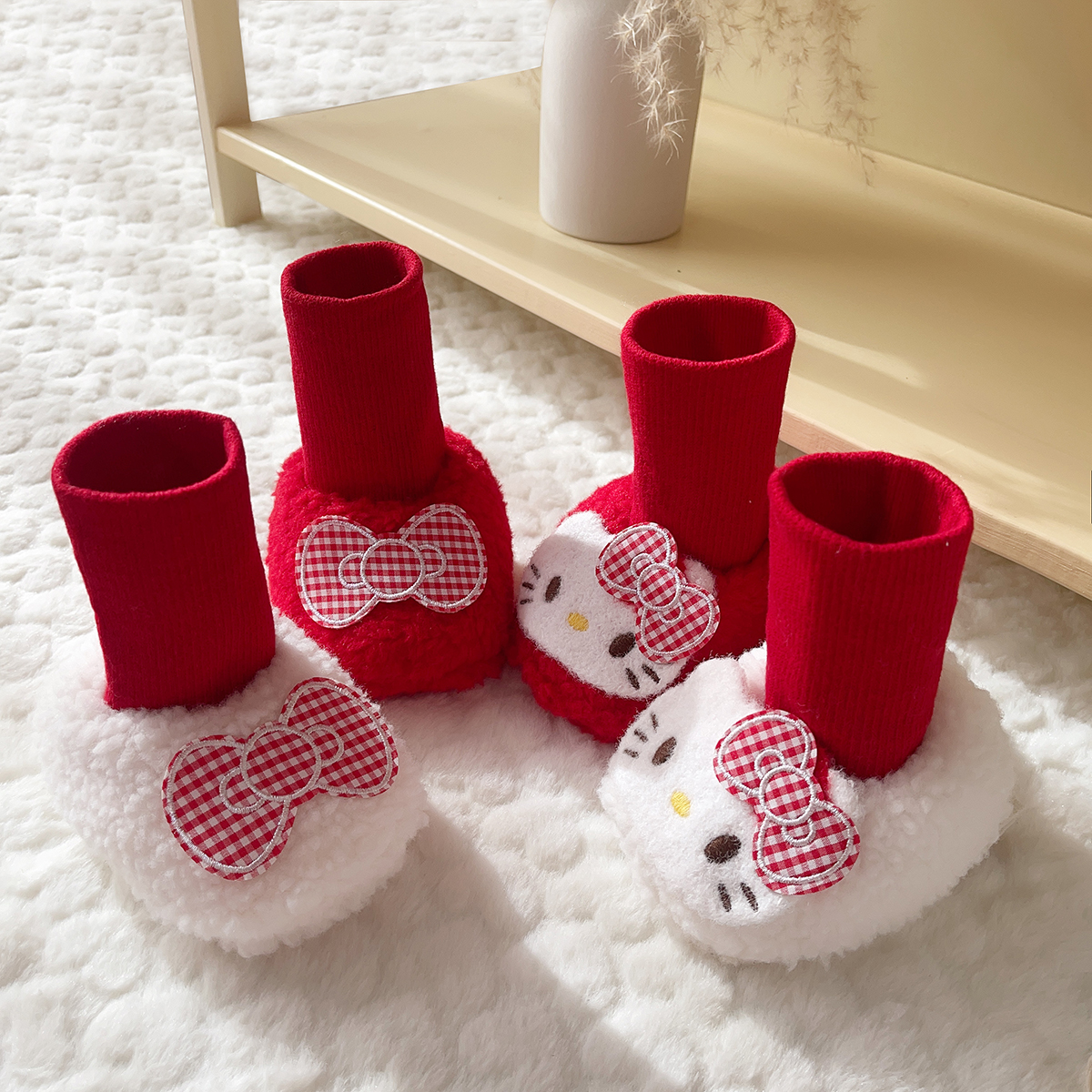 新生婴儿鞋子冬保暖加绒加厚男女宝宝棉鞋子小月龄鞋袜一体脚套 - 图0