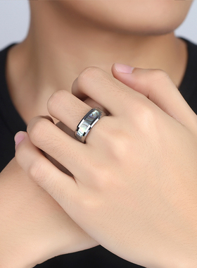 欧美高级感彩贝钨金戒指