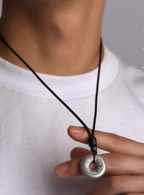 纯银色貔貅平安扣项链男女款真言百福吊坠本命年招财转运个性