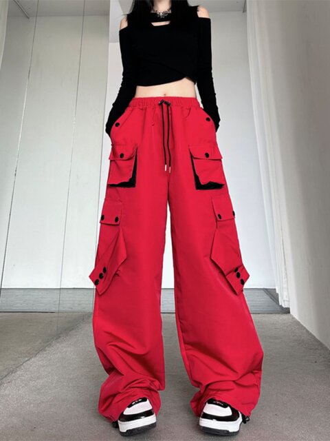 Cargo Pants Elastic Waist Pocket Trousers Cargo Pants