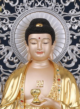 西方三圣阿弥陀佛等铜像供奉摆件